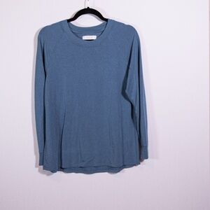 Lake Women's Relax Modal Blend Stretch Knit Crew Neck Long Sleeve Sweater Blue M